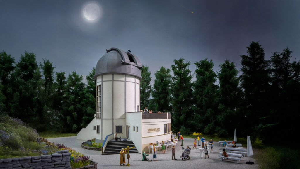 Modell einer Sternwarte für Modelleisenbahnen im Maßsstab 1:87
